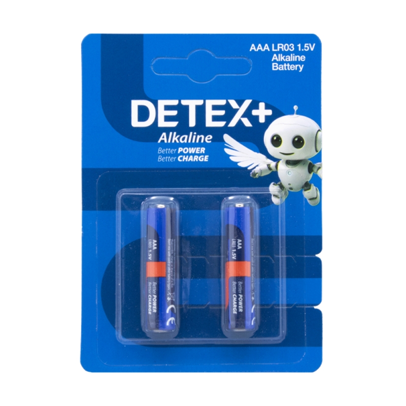 باتری نیم قلمی آلکالاین دوتایی Detex+ Alkaline LR03 1.5V AAA